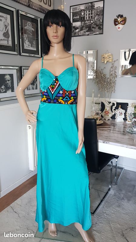 Longue robe d' été turquoise taille 42 (image 1)