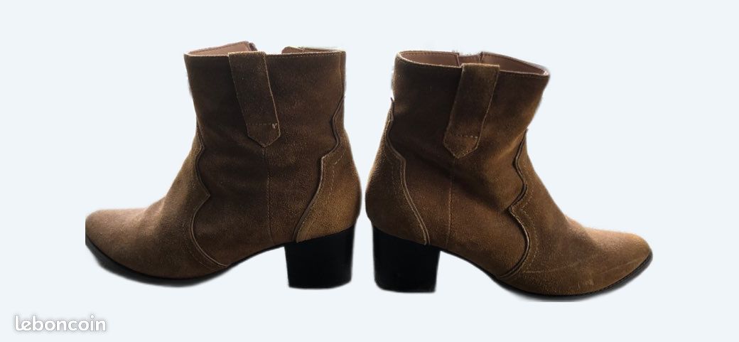 Bottines printemps cuir nubuck marron (image 1)