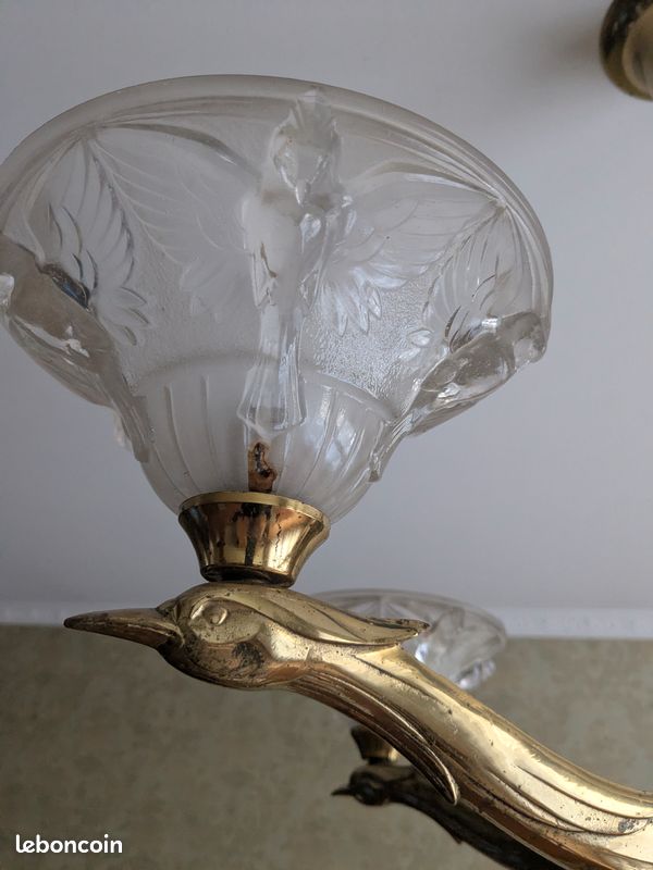 Lustre De Cuisine Vintage En Verre Moulé à La Main - Blanc - Culot E27