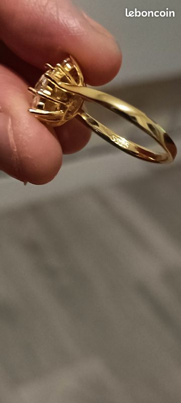 Bague Argent Massif 925 Avec Or Et Zircon - Taille 51, Neuve Sans Emballage, Pierre Traitée