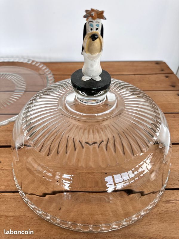 Cloche à Fromage En Verre Ancienne Avec Plateau - Vintage 1920-1949