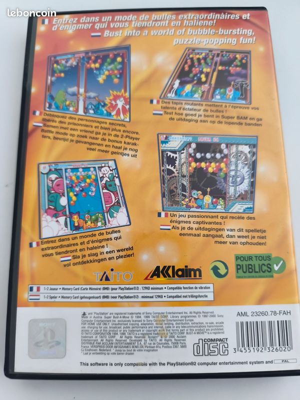 Notice Du Jeu Bust-A-Move 2 Arcade Edition – PlayStation 1, PAL, Acclaim, Bon état