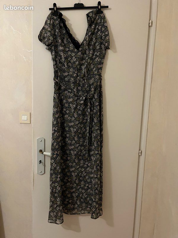 Robe IKKS Florale Taille XS/34 - Coton, Sans Manches, Longueur Mi-mollet - Occasion Excellent état