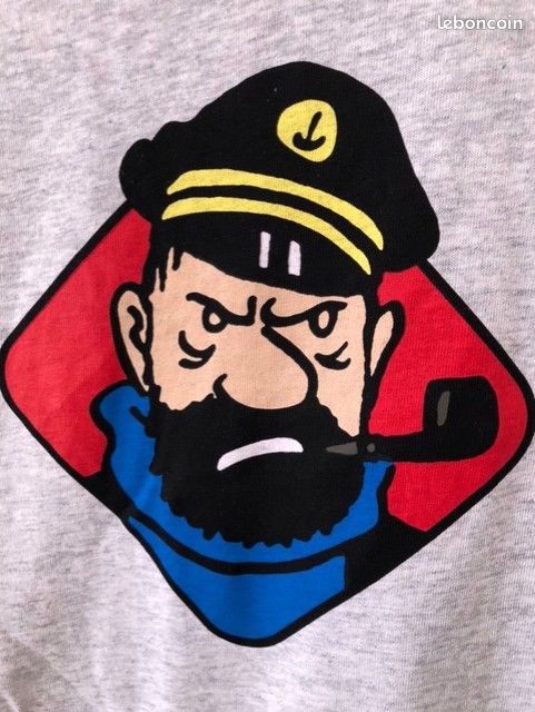 T-shirt Vintage Tintin Corner Production 1993 Taille XS - Blanc Coton - Occasion TB État