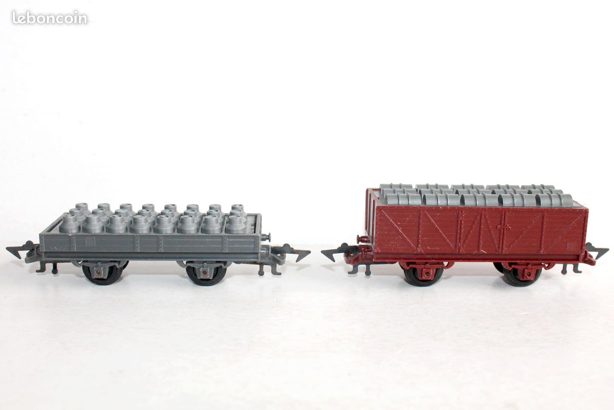 Lot de 2 wagons tombereau Jouef réf : 6500 à bogies SNCF type TP marron - Jeux & Jouets