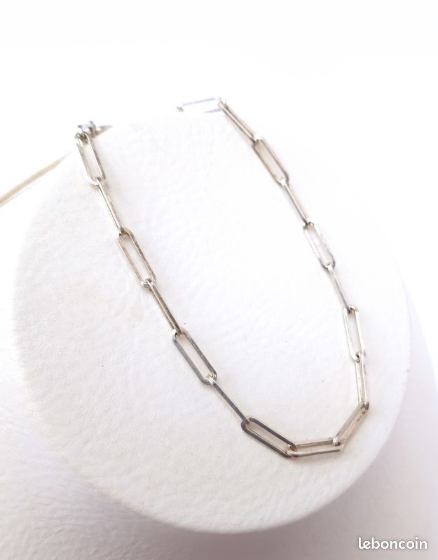 Bracelet Chaîne En Argent Massif Sterling - Longueur 18 Cm, Occasion, Style Vintage