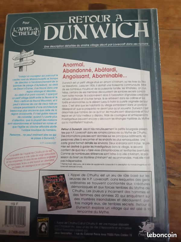 Retour à dunwich chtulhu - Livres
