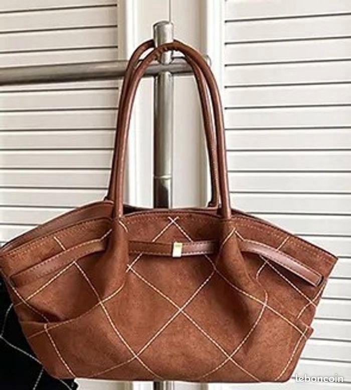 Sac Fourre-Tout En Daim Rétro Marron - Grand Cabas Polyvalent En Faux Cuir
