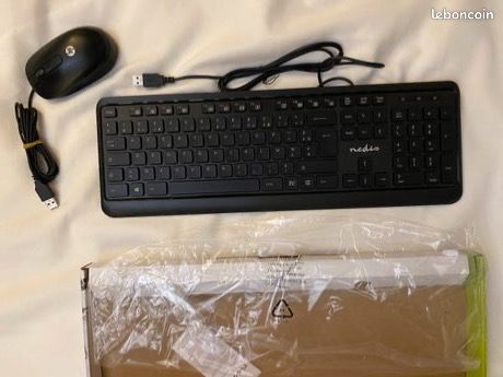 Clavier filaire Nedis KBMU200BKFR Disposition France avec hp souris (image 2)