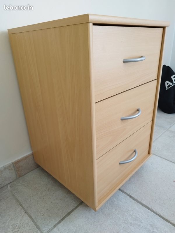 Petite commode 3 tiroirs, desserte de bureau (image 2)