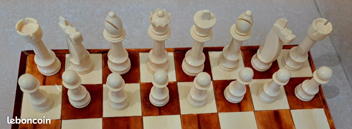 Échiquier Africain Rare En Os Et ébène – 43x43cm, Plateau De Jeu Stratégie, Occasion