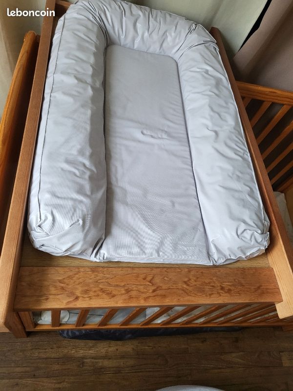 URGENT Lit bébé en bois 2 en 1 avec table a langer pin massif 🇫🇷 (image 2)
