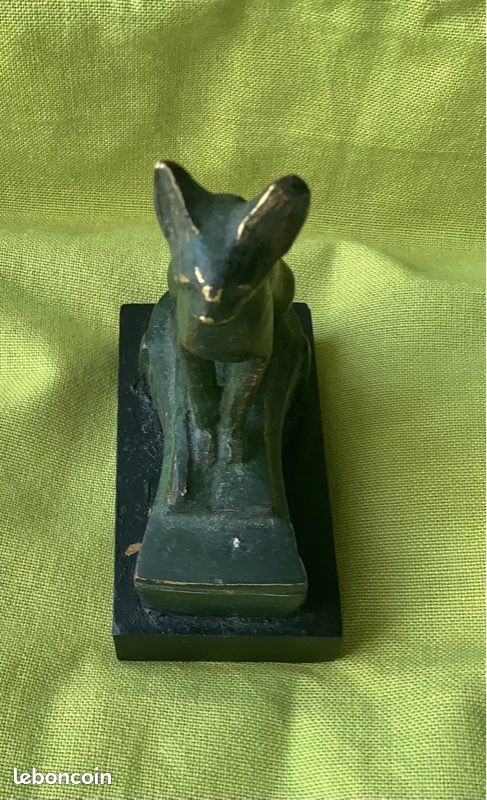 Copie Sculpture Musée Vintage Années 70 Métal + Socle Bois peint (image 4)