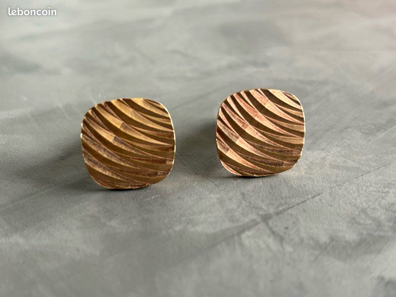 Paire De Boutons De Manchette Vintage TRESOR Années 60 - Dorées, Occasion