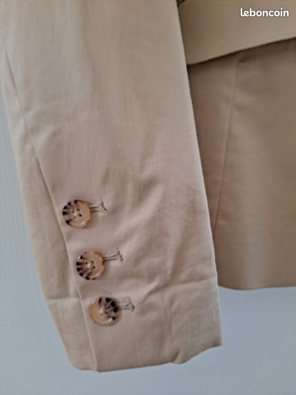 Veste de tailleur Cyrillus T 34 beige coupe cintrée coton Vêtements