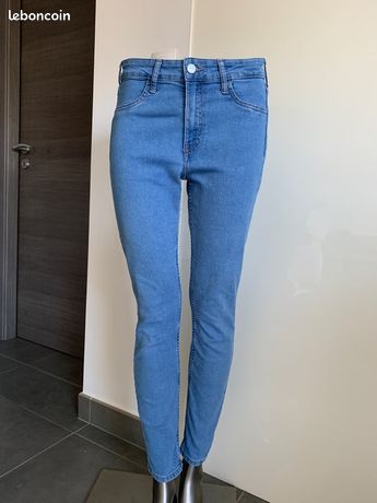 Jean H&M Femme Slim Taille Basse - Taille 40 (30/32), Couleur Gris - Occasion Très Bon état