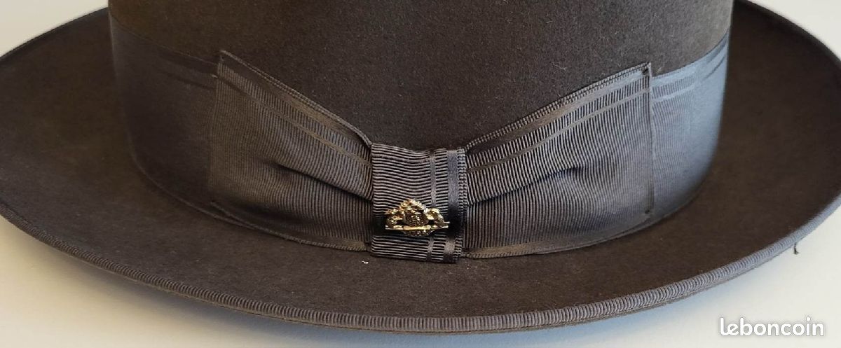 Chapeau marron vintage Huckel forme fedora taille 54 comme neuf (image 4)