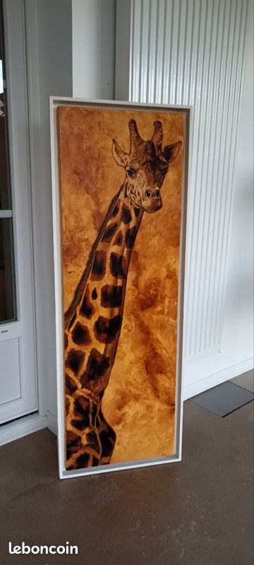 Tableau De Croissance Vintage Ulster Girafe - Lin Irlandais - MCM - Suspension Murale