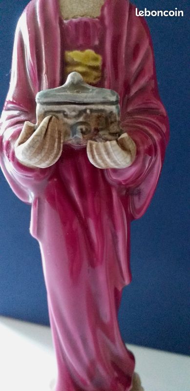 Sculpture ancienne Chinoise porcelaine craquelée polychromes (image 3)