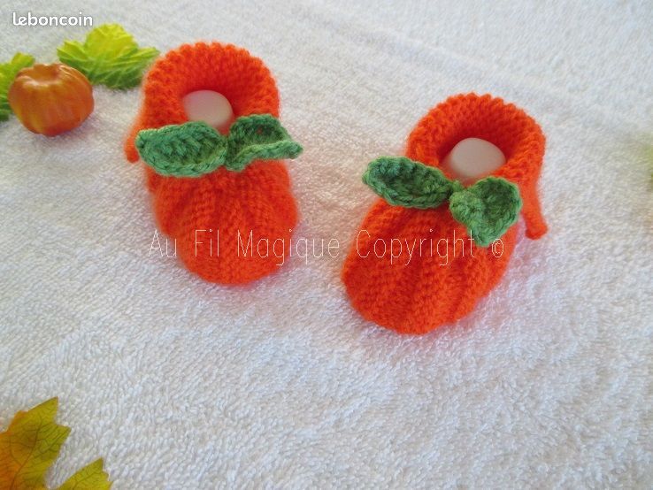 Au Crochet Chausson Citrouille BÃ©bÃ© Chaussons Bébé 