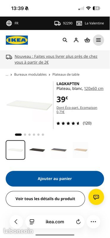 Plan de travail bureau IKEA (image 1)