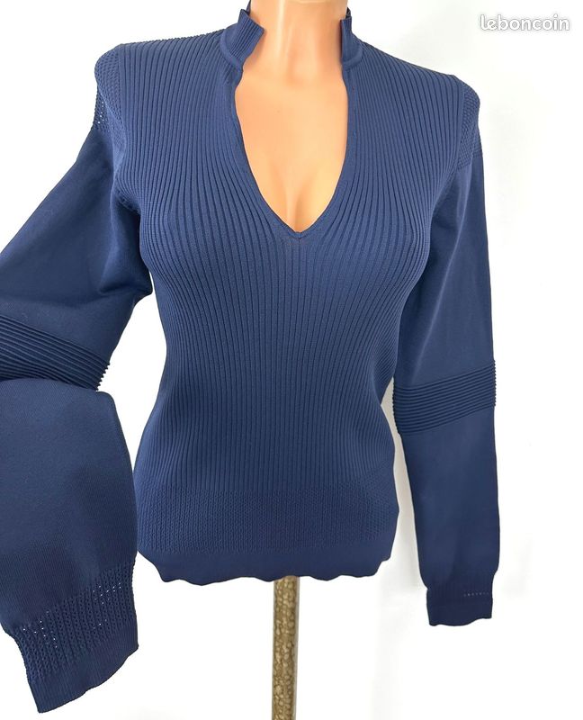 Pull Col V HIGH USE By Claire Campbell Neuf Avec étiquette - Taille XL - Bleu Marine