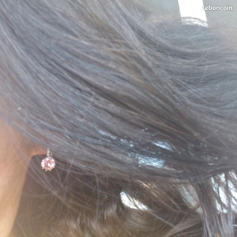 Boucles d'oreilles cristal rose, cristal rose, Dormeuses, dormeuses cristal rose (image 9)
