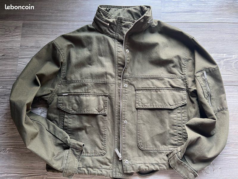 SUPERDRY blouson Work Bora Cropped Jacket Femme Kaki Taille M