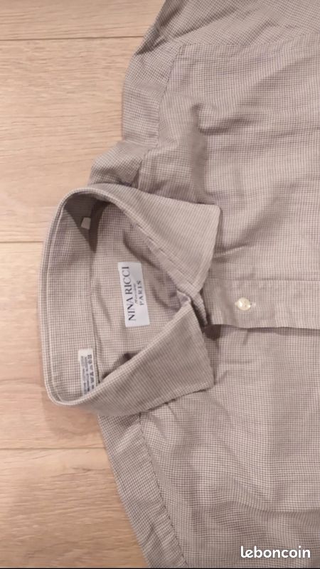 Chemise Nina Ricci Dégriffée Taille XXL – Manches Longues Mauve Gris Clair – Coton Ajusté Homme