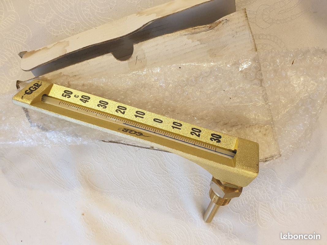 Thermometre EGR industriel équerre plongeur 63mm -30/50 C. Laiton neuf jamais servi. Dans son emballage d'origine. Laison 1/2 (image 1)