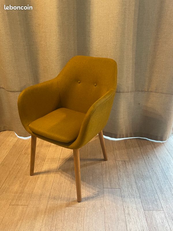 Chaise / Fauteuil de table vintage jaune olive (Maison Du Monde 139,00 ) (image 5)