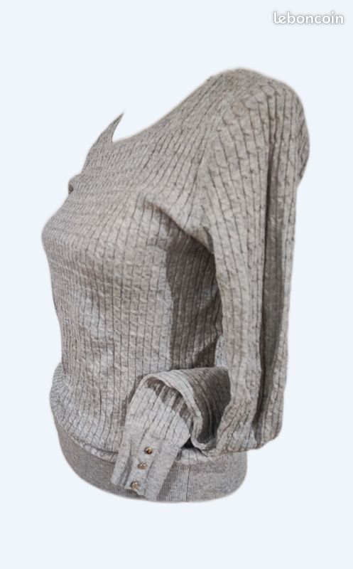 Pull torsadé gris clair (image 1)