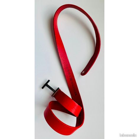 Tommy Hilfiger ceinture cuir rouge boucle H (image 2)