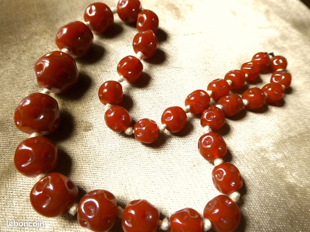 Collier Ras Du Cou Vintage Louis Rousselet Années 30-40 - Pâte De Verre Blanc, Parfait état