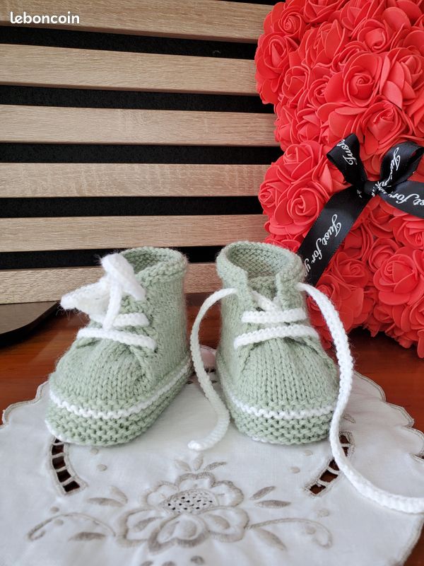 Tricot Chausson Bebe Lacet Chaussons Baskets à Lacets En Laine