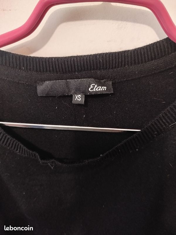 Pull Col Rond Etam En Mohair Kaki/noir - Taille S - Occasion Très Bon état