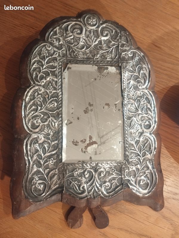 Très ancien miroir oriental argent (image 1)