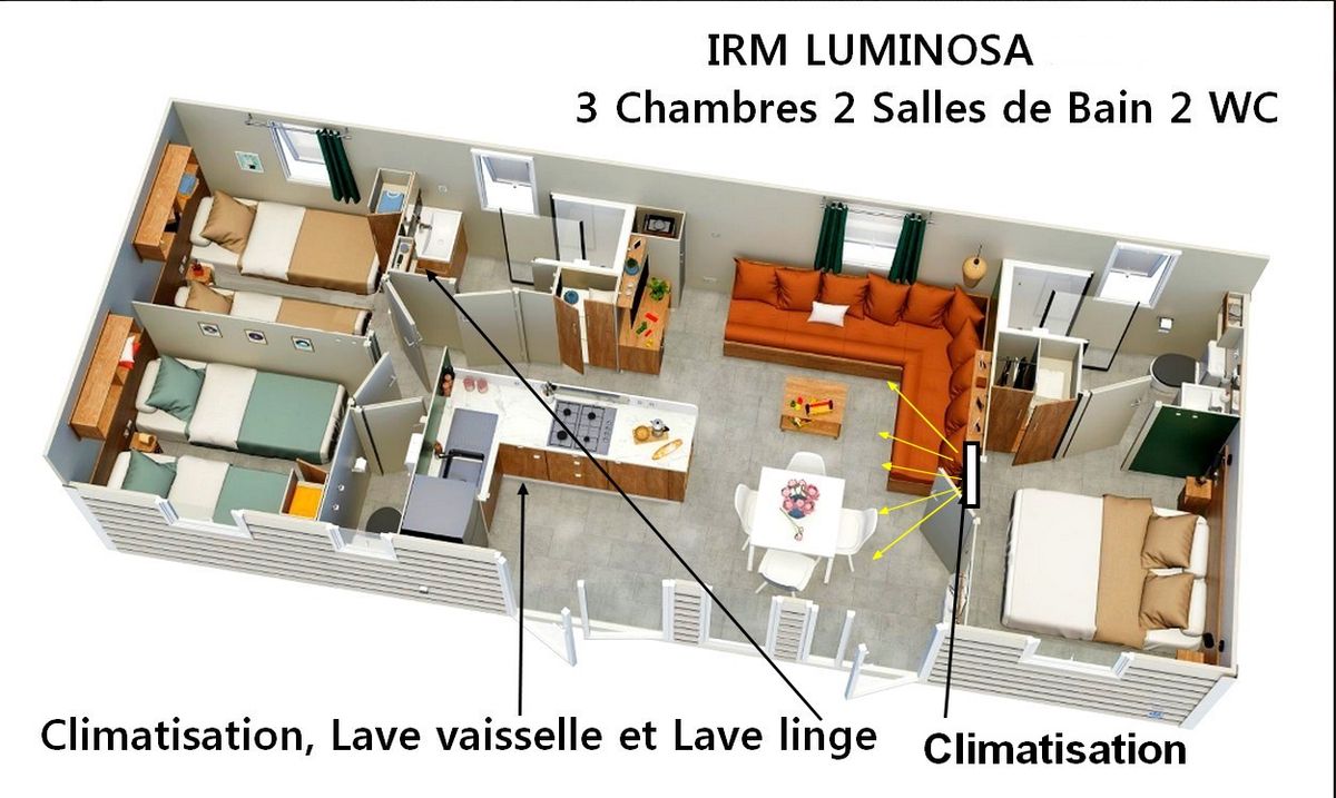 Mobihome 3CH pour 6 Pers à Valras-Plage mer à 950m équipé LL et LV CLIM Terrasse couverte Promo semaines 34 - 35 (image 6)