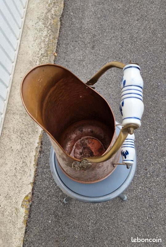 Porte-Parapluie Hollandais Ancien En Laiton - Pieds Griffes De Lion - Poterie Delft - MCM