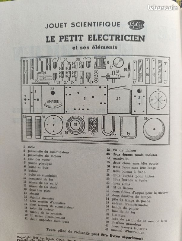 Boite Ancienne Le Petit Electricien N°1 – GéGé – France – Notice Incluse