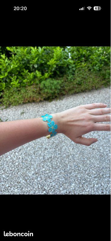 Bracelet fleur bleu (image 3)