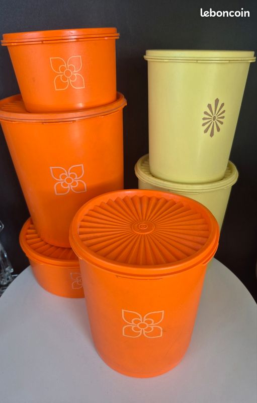 Boîte Tupperware Soleil - Vintage Jaune - Design Pop 70s/80s - 17.5 Cm