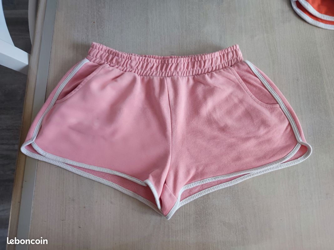 Short été Fille H&M Fleuri Taille 6-7 Ans (122-128 Cm) – Coton, Très Bon état