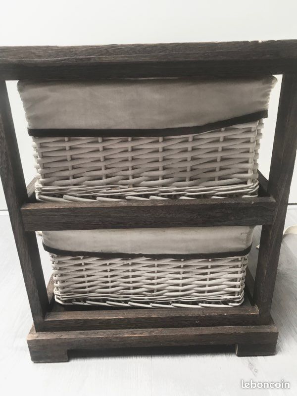 Petite armoire en bois avec 2 tiroirs paniers (image 3)