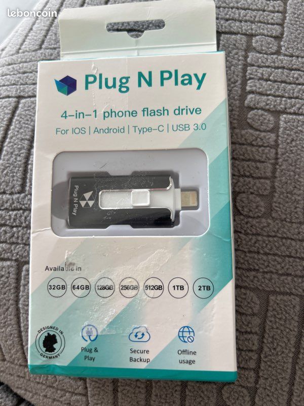 Clé USB - 4 en 1 iPhone AndroidUSB-C stockage smarphone neuve (image 1)