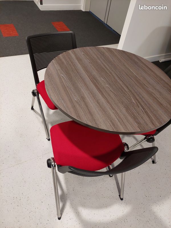 Ensemble Table ronde + 4 chaises vintages tissus (image 2)