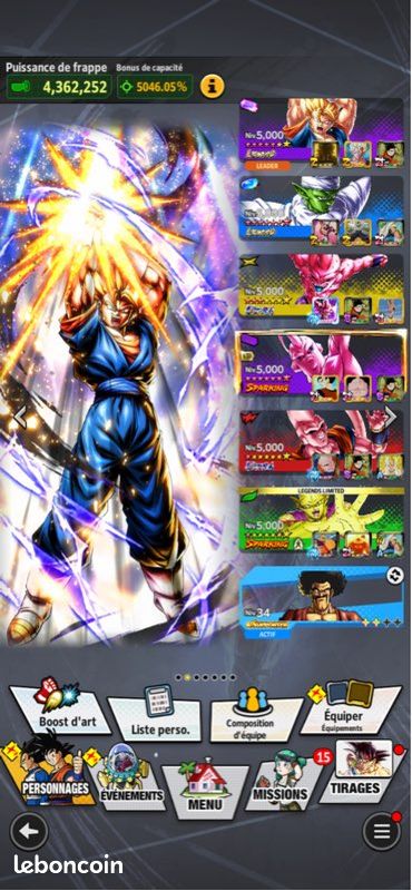Compte Dragon Ball Legends - Android/PC - Comme Neuf - Bandai Namco