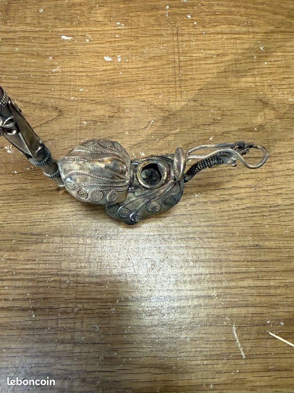Pipe Chinoise Vintage Métal Argenté - Marque Ancienne - Objet De Collection Homme