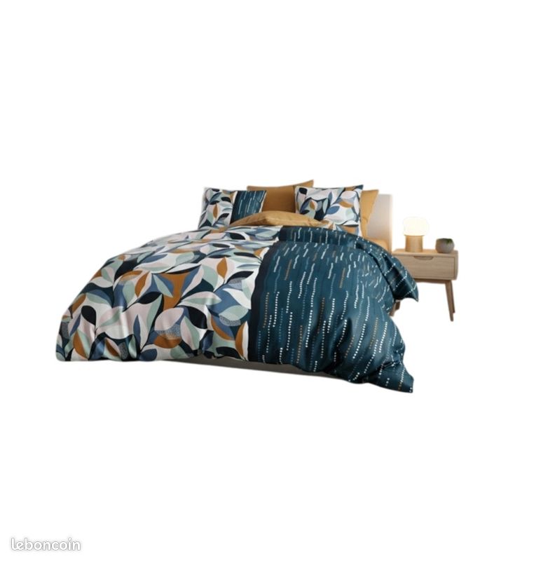 Parure de lit feuillage graphique 240 x 220 cm (image 1)