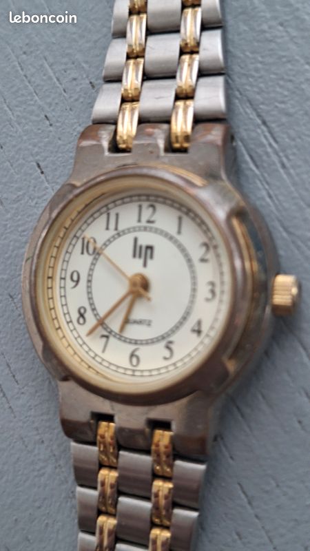 Montre Vintage LIP Classics - Modèle 08-14 Des Années 1980 - Mouvement Quartz - Cadran Argenté/doré